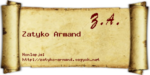 Zatyko Armand névjegykártya